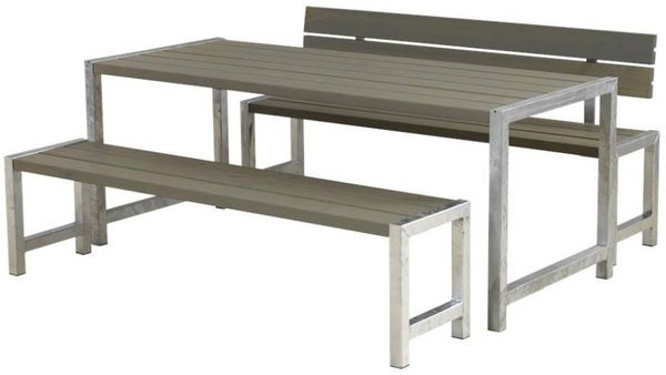 Plus Planken-Garnitur 3-teilig mit 1 Rückenlehne, graubraun