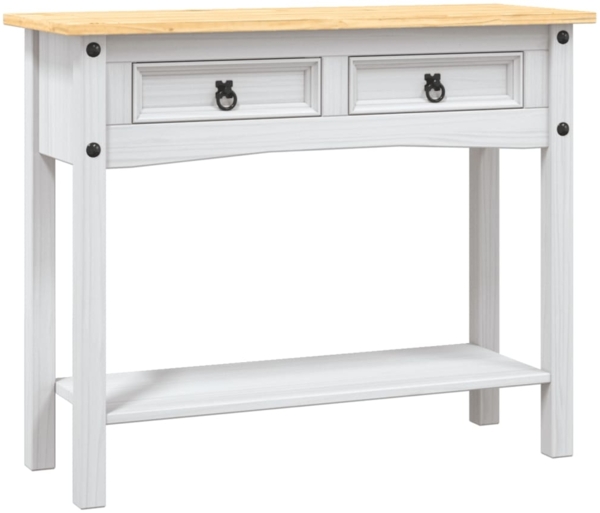 vidaXL Konsolentisch Mexiko-Stil Kiefernholz Weiß 90x34,5x73 cm 282646