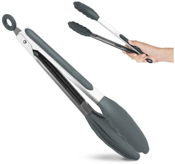 Camolo Grillzange Salatzange mit Antihaft-Enden Silikon, Silikonspitzen