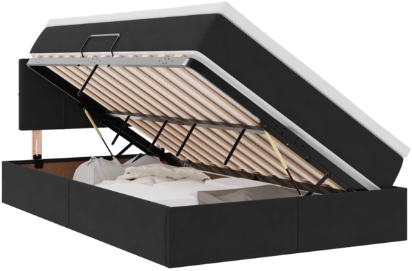 vidaXL Aufbewahrungsbett mit Matratze Schwarz 120x190 cm Samt 3370745