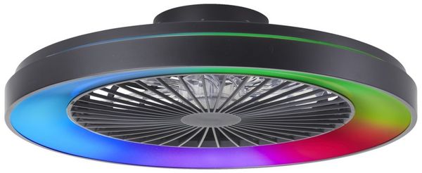 Lightbox Deckenleuchte, CCT - über Fernbedienung, LED fest integriert, warmweiß - kaltweiß, LED Deckenlampe mit Ventilator, 58 cm, IC-RGB, 6800 lm, CCT, dimmbar