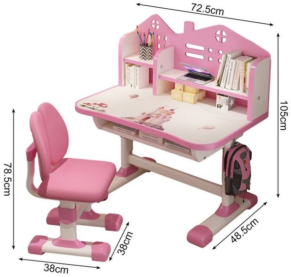 Rutaqian Kinderschreibtisch Kinderschreibtischstuhl Set für Kinder, Höheverstellbar 53 und 77cm, mit Stuhl & Schublade,Kinderschreibtisch für Zuhause und Schule