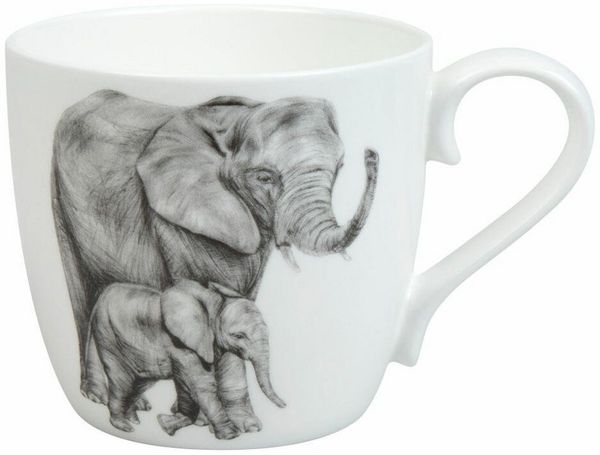 KÖNITZ 1120572761 Becher Amazing Animals - Elefanten 425 ml aus Bone China Porzellan