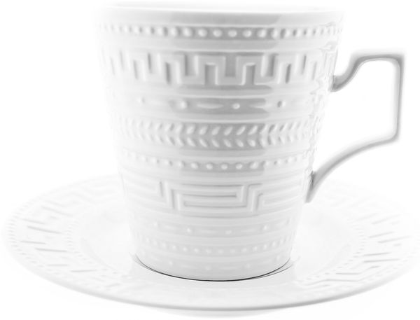 Almina Mokka-Tassen-Set - 12 Teiliges Set weiß - Espressotasse 100 ml Gemustert