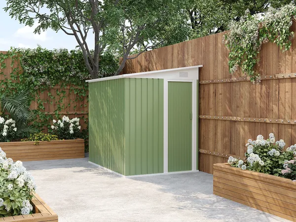 Vente-unique - DAXTON Gartenhaus Metall Grün - B 195 cm x H 170 cm x L 141 cm