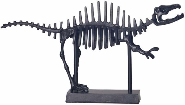 Dekofigur T-Rex Aluminium Schwarz 62cm mit Sockel Modernes Wohnaccessoire