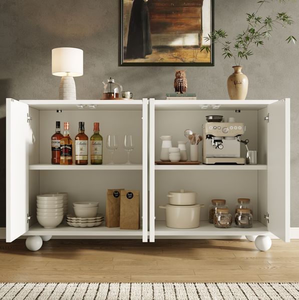 Sideboard 120 x 35 x 71 cm mit verstellbarer Ablage – weiß, MDF und Metall
