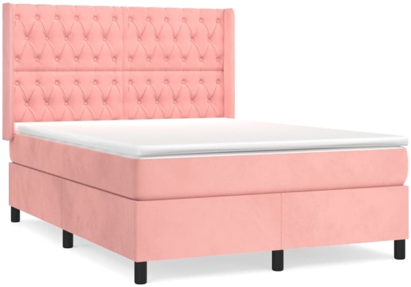 vidaXL Boxspringbett mit Matratze Rosa 140x200 cm Samt 3132866