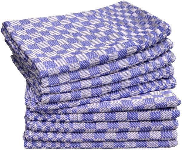 Dyckhoff Geschirrtuch Halbleinen Grubentuch, kariert, 55% Baumwolle, 45% Leinen, 10 Stück, (Set, 10-tlg), Geschirrtücher, extra groß, je 50 x 100 cm