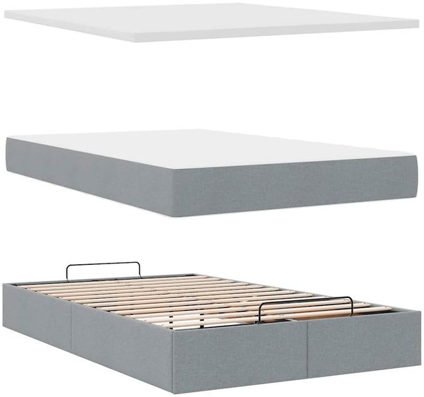 vidaXL Ottoman-Bett mit Matratze Hellgrau 120x190 cm Stoff 3311092 Bild 8