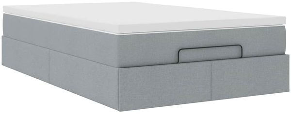 vidaXL Ottoman-Bett mit Matratze Hellgrau 120x190 cm Stoff 3311092 Bild 6