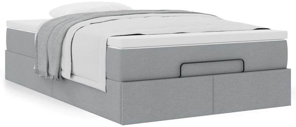 vidaXL Ottoman-Bett mit Matratze Hellgrau 120x190 cm Stoff 3311092 Bild 4