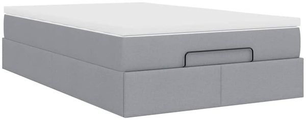 vidaXL Ottoman-Bett mit Matratze Hellgrau 120x190 cm Stoff 3311092 Bild 10