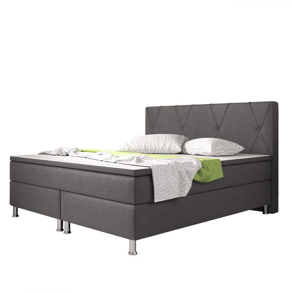 Boxspringbett Boston 140x200 cm Webstoff Anthrazit