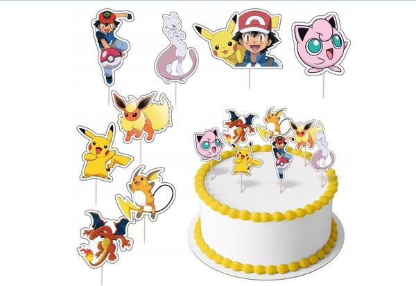 Festivalartikel Tortenstecker Pokemon Topper Set 8 Stk Geburstag Torten Deko Kuchen Junge