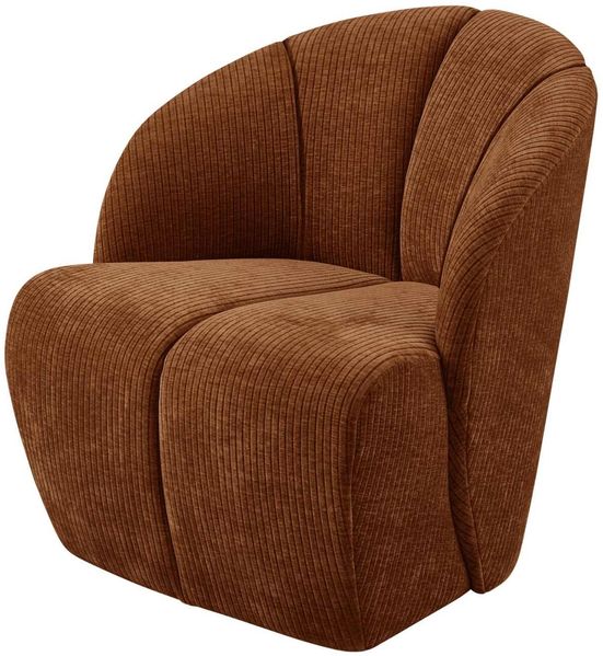 Drehsessel Mojo aus Flachcord, modern und drehbar, rostbraun, luxuriöse Textur