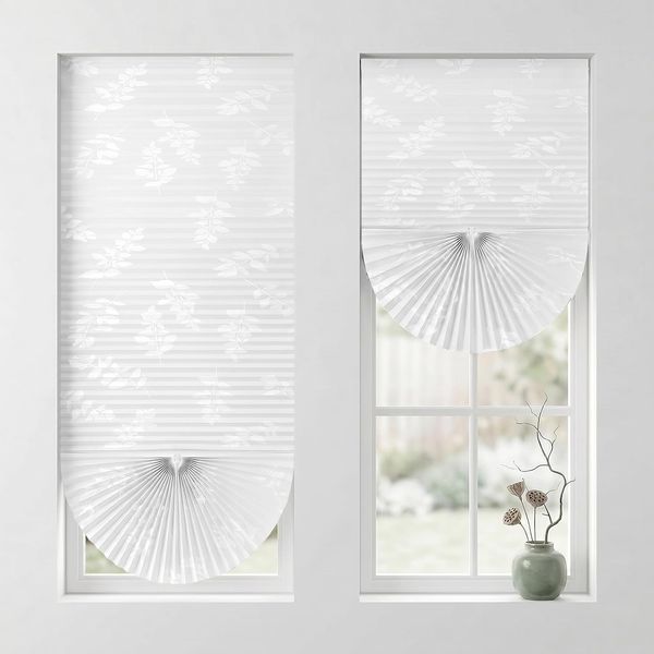 Sekey Klebefix Plissee 2er Set ohne Bohren Weiß mit Muster 70x130cm