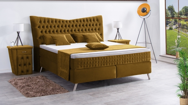 Meisterbetten Boxspringbett Juve 180x220 in VS-Olive, Matratzenbezug Optiflex, Ergoflex-Topper Bild 3