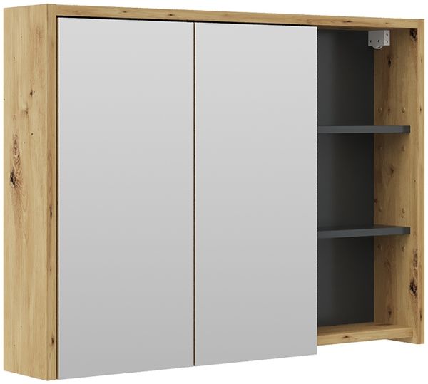 Badspiegelschrank Viola Eiche/Anthrazit 100 x 75 cm Vicco