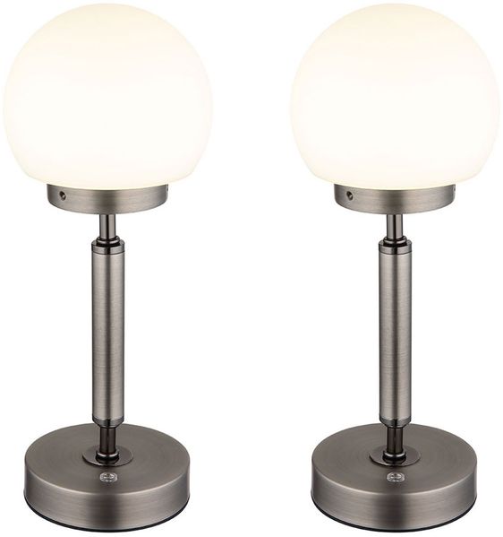 2x LED Tischleuchte anthrazit, Touchdimmer, Akku, H 28,5 cm
