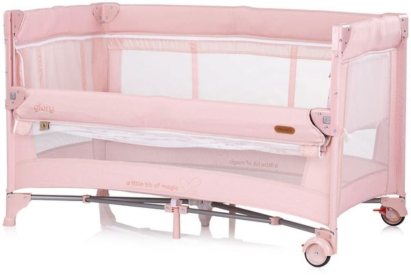 Chipolino Reisebett Glory 2 Ebenen Matratze Räder zusammenklappbar Tragetasche rosa