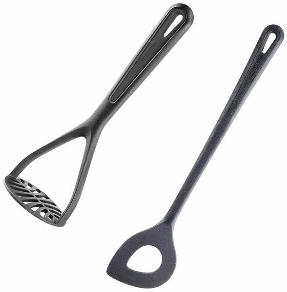 Westmark Kartoffelstampfer + Spitzloch-Löffel, Kunststoff, Gentle, Schwarz, 286322E6