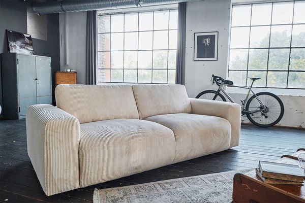 KAWOLA Sofa BODHI 3-Sitzer Cord cremeweiß 80 x 110 x 242 cm