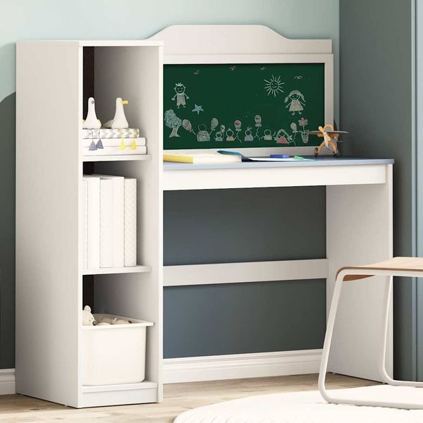 vidaXL Schreibtisch mit offener Ablage und Kreidetafel mit Regal ROROS 42003033