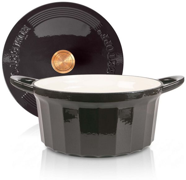 RÖMERTOPF Bratentopf Gusseisen Topf 24cm Schwarz, Gusseisen (Set, 2-tlg, Set mit Deckel), Backofengeeignet Induktionsgeeignet Zum Braten, Schmoren, Kochen