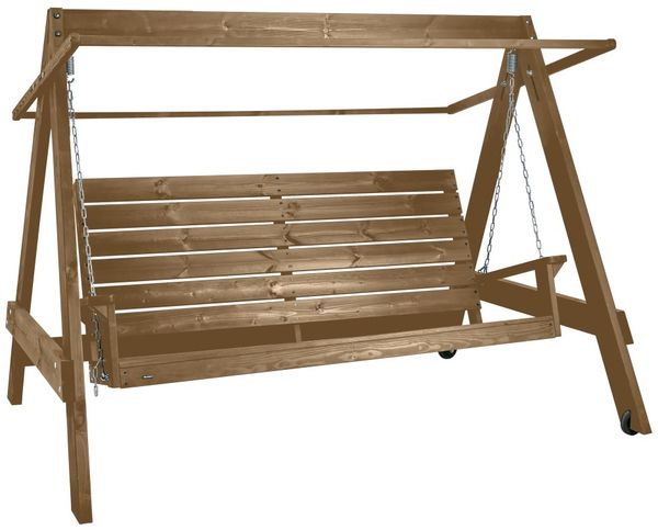 Gartenschaukel Kornhut von Brafab aus Kiefernholz, skandinavischer Stil, braun, mit Rädern, Outdoor