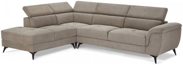 Ecksofa Sibet Links Taupe - mit Stoff - Bezug & Kopfstütze