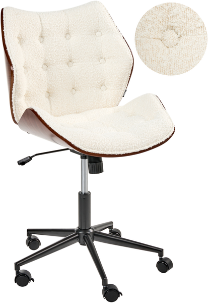 Schreibtischstuhl LOMPOC Bouclé Cremeweiß