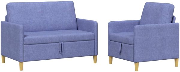 vidaXL Sofa Set mit Stauraum 2 pcs Jeans blau Polyester 3429161 Bild 2