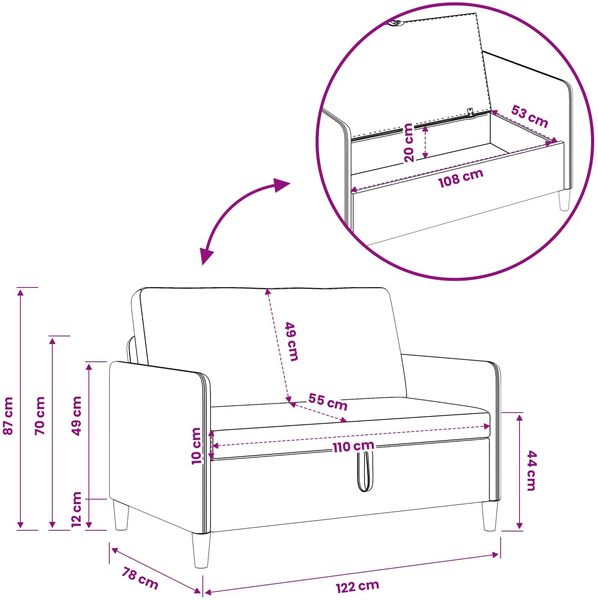 vidaXL Sofa Set mit Stauraum 2 pcs Jeans blau Polyester 3429161 Bild 10
