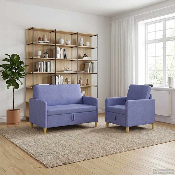 vidaXL Sofa Set mit Stauraum 2 pcs Jeans blau Polyester 3429161