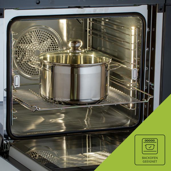 Level One Topf Edelstahl 12 cm Kochtopf Induktion 0,8 Liter, Mini Fleischtopf & Bratentopf mit Glasdeckel für den Backofen, rostfreier Edelstahl, für alle Herdarten geeignet