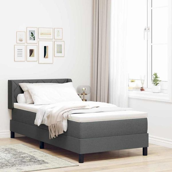 vidaXL Boxspringbett mit Kopfteil Dunkelgrau 190 x 90 cm Stoff 3341140