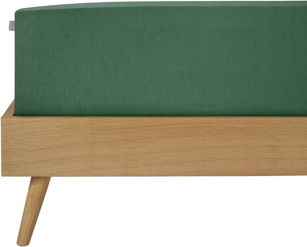 Schiesser 'Flexi' Spannbettlaken mit Gummizug, Jersey / Elasthan, Dunkelgrün, 150x200 cm