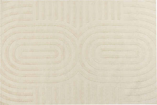 Teppich Wolle hellbeige 200 x 300 cm Streifenmuster MASTUNG