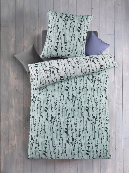 Optidream Renforcé Bettwäsche 135x200 cm Bettbezug 135x200 cm Kopfkissenbezug 80x80 cm Fjella-Wende weiss / gruen