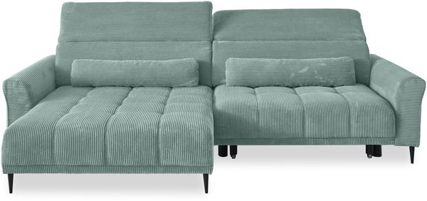 Wohnlandschaft >Wolve< elektr. Sitzverstellung, 2 Kissen, Cord mint - 277x108x179cm (BxHxT)
