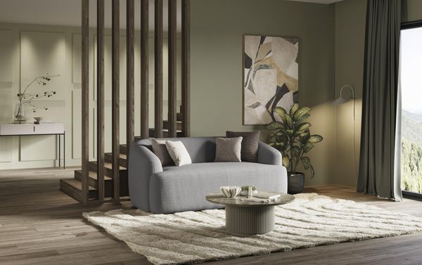 DOMO. collection Sofa Parika, 2 Sitzer, organische Form, Garnitur, Polstersofa, 2er Couch, 177 x 113 x 81 cm (BxTxH), Graphite