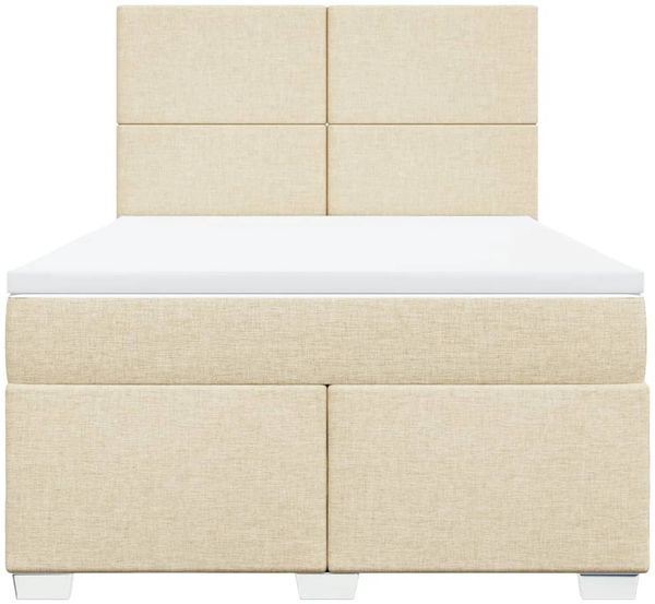 vidaXL Boxspringbett mit Matratze Creme 140x190 cm Stoff 3292781 Bild 8