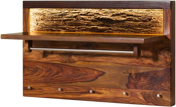 Wandgarderobe Sheesham 100x35x60 walnuss gewachst TORONTO LUX #276