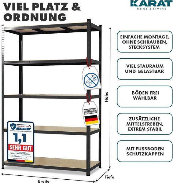 Karat Schwerlastregal Steckregal Lakota, 2er Set, Traglast bis 875 kg, Verschiedene Größen und Farben