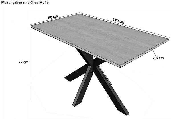SAM® Esstisch Tabor, massives Akazienholz, Baumkante, Holzgestell Spider-Form