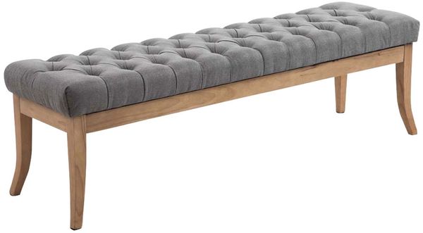 Sitzbank CANNES - Stoff Grau 150x38x46 cm Hellbraun | Sitzbank Flur Sitzhocker Esszimmerbank Polsterbank Schlafzimmerbank
