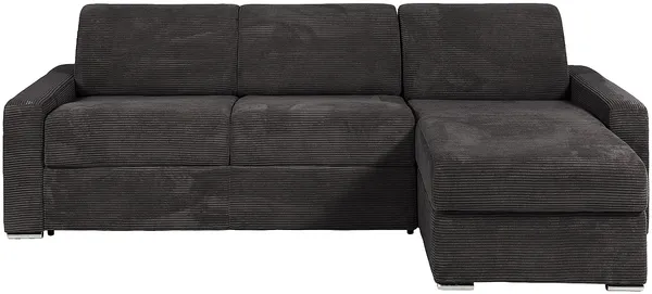 Vente-unique - CALITO Sofa SamtStoff Grau - B 223 cm152 cm x H 93 cm x L 298 cm