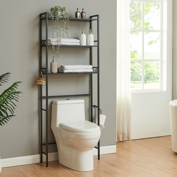 Toilettenregal Ljukhobro 164x64x20 cm Schwarz [en. casa]