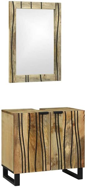 vidaXL Badezimmerschrank-Set 2 pcs Natur Massivholz Mango 3310042